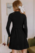 Frilled Mock Neck Ribbed Knit Mixed Media Mini Dress